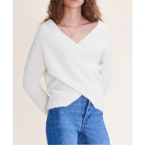 Maje Cream V-Neck Wrap Sweater